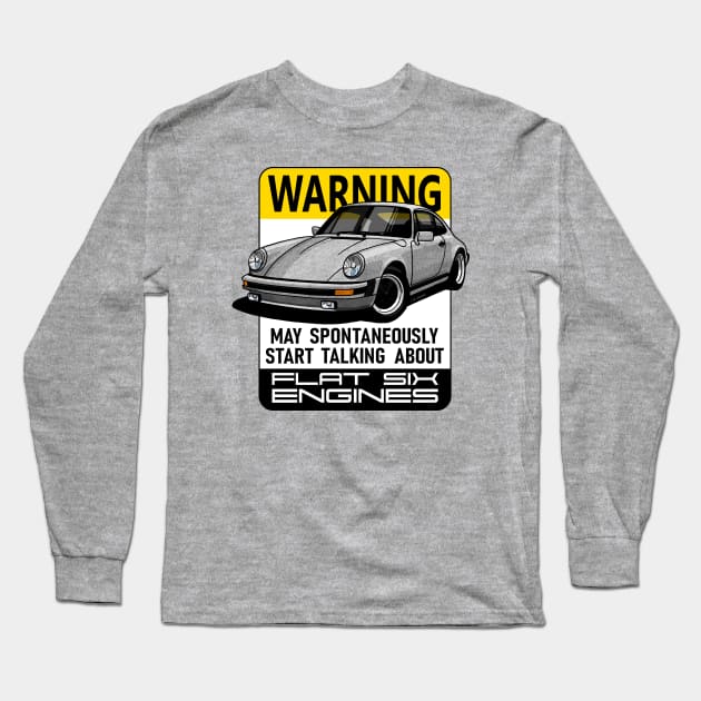 The iconic aircooled flat six german sports car with warning advice Long Sleeve T-Shirt by jaagdesign